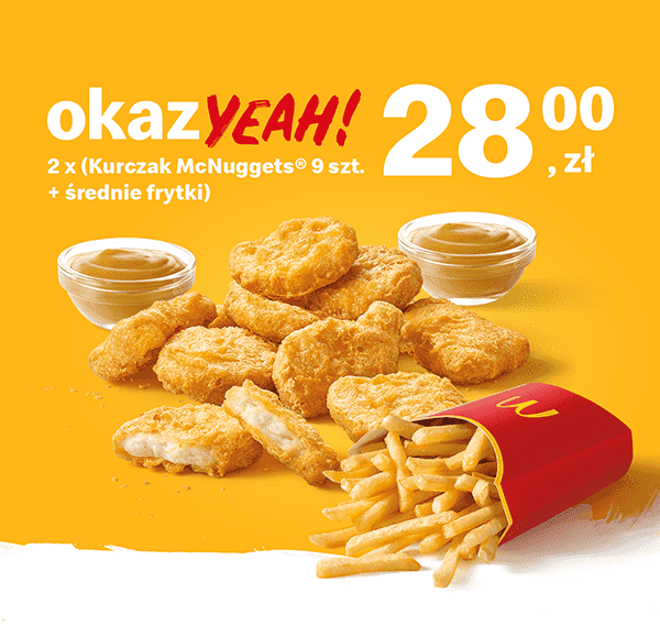 Kupon McDonald's - 2 x (Kurczak McNuggets® 9 szt. + średnie frytki)