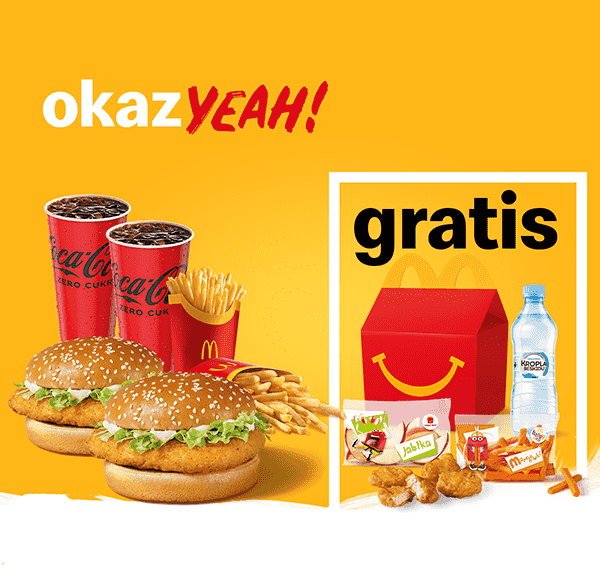 Kupon McDonald's - Kup 2 x McZestaw Powiększony McChicken®, Happy Meal® Gratis