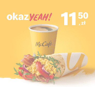 Kupon McDonald's - Śniadaniowy McWrap® Jajecznica i Bekon + średnia kawa czarna lub z mlekiem