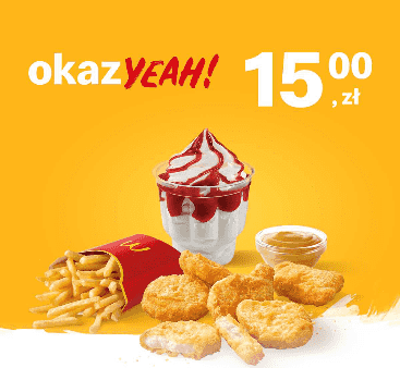 Kupon McDonald's - Kurczak McNuggets® 6 szt. + średnie frytki + lody z polewą