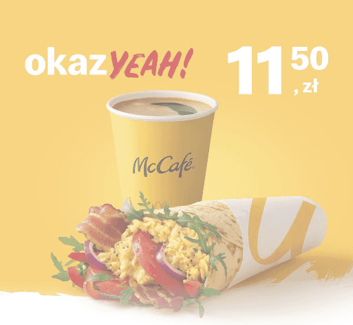 Kupon McDonald's - Śniadaniowy McWrap® Jajecznica i Bekon + średnia kawa czarna albo z mlekiem