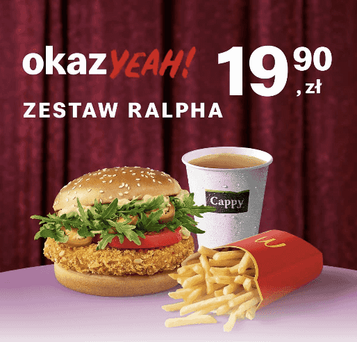 Kupon McDonald's - Spicy Veggie Burger + średnie frytki + sok jabłkowy Cappy®