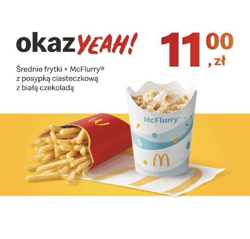 Kupon McDonald's - Średnie frytki + McFlurry® z posypką ciasteczkową z białą czekoladą