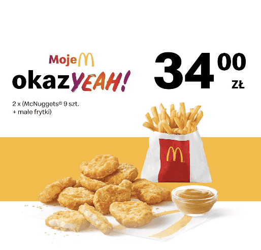 Kupon McDonald's - 2 x (9 szt. Kurczak McNuggets + małe frytki)