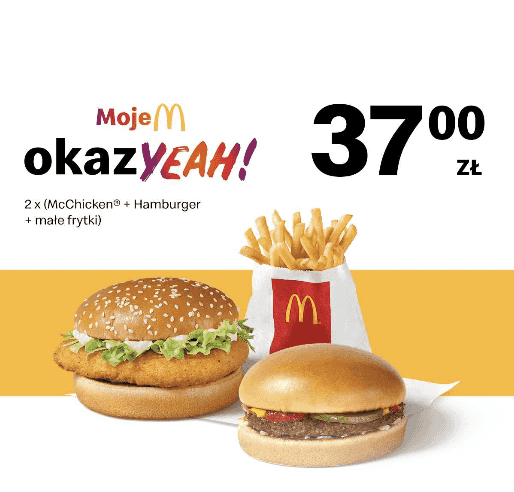 Kupon McDonald's - 2 x (McChicken + Cheeseburger + małe frytki)