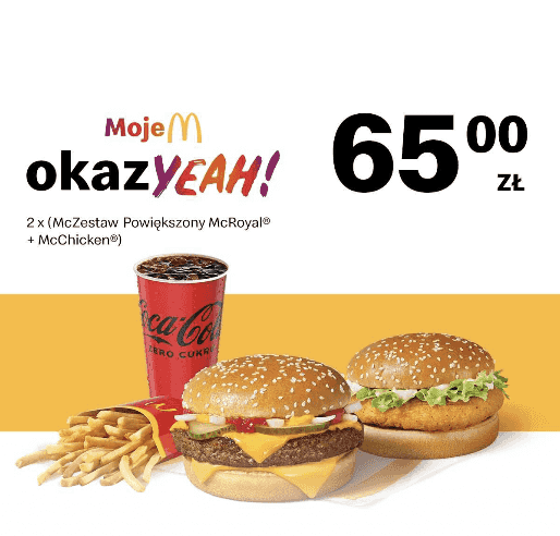 Kupon McDonald's - 2 x (McZestaw Powiększony McRoyal + McChicken)